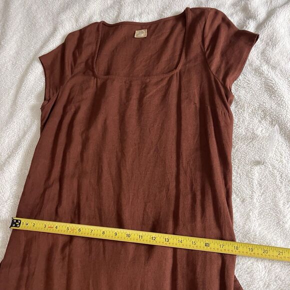 Free People Midi Dress Trop Belle Brown Cotton size L NWOT - Picture 4 of 11